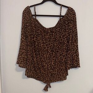 Ivy Rose Leopard Print Blouse with Tie-Front